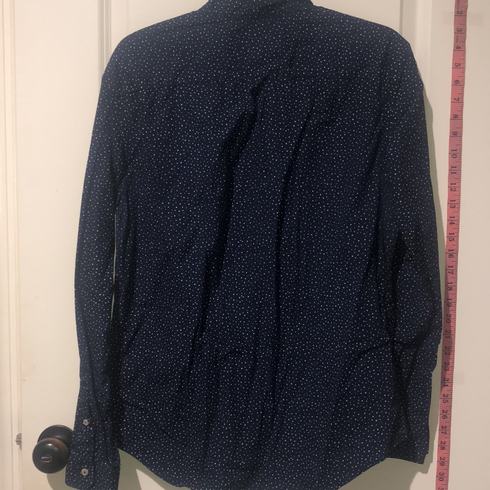 Aeo Navy W/ White Pattern Button Down - image 7